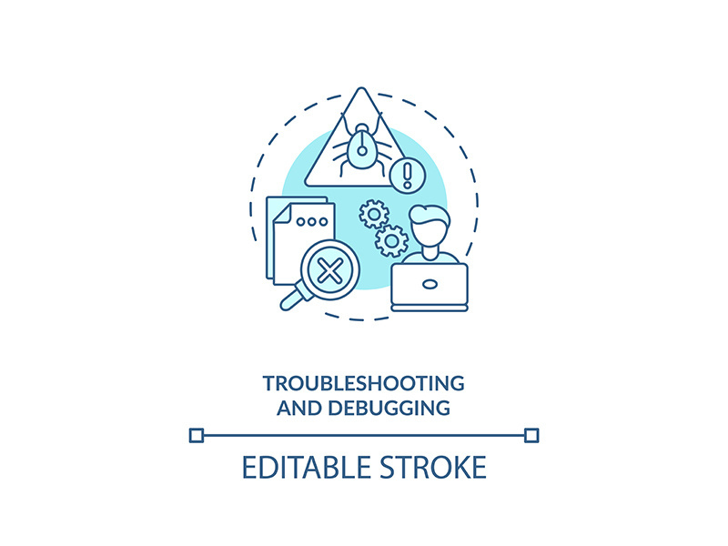 Troubleshooting and debugging concept icon