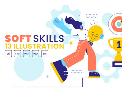 13 Soft Skills Vector Illustration