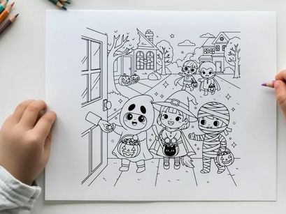 Halloween kids trick or treat vector illustration flat design