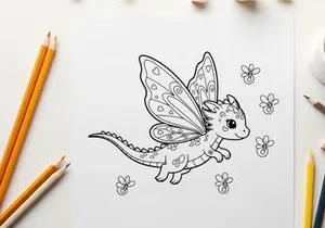 Cute lizard with butterfly wings vector illustration