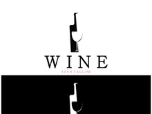 Wine logo with wine glasses and bottles.for night clubs,bars,cafe and wine shops.