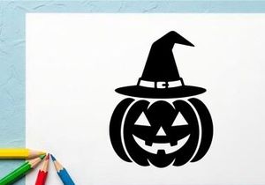 Halloween Pumpkin with Witch Hat for Fall Decor and Holiday Celebrations