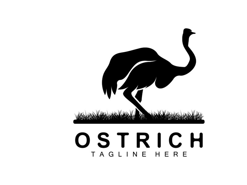 Ostrich Logo Design, Desert Animal Illustration, Living In The Forest, Vector Camel Brand Product