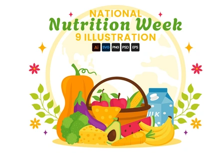 9 National Nutrition Week Day Illustration