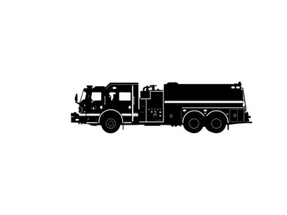Silhouette of a large fire truck with tanker
