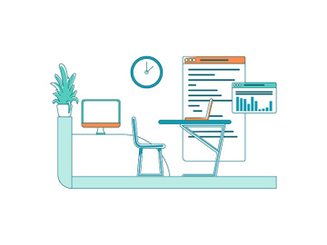 Desk in office flat color vector scene preview picture