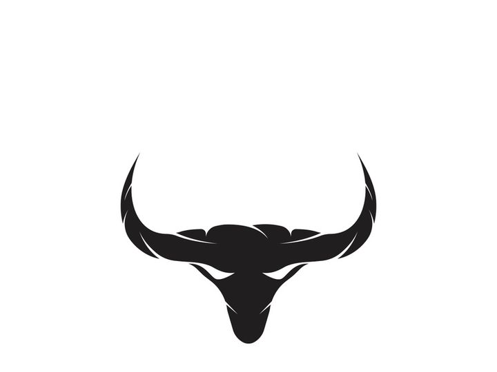 Retro vintage bull head horns logo.