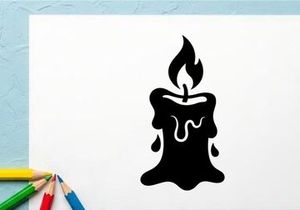 Black Candle Illustration for Halloween or Gothic Decor