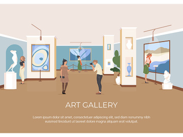 Art gallery poster flat vector template preview picture
