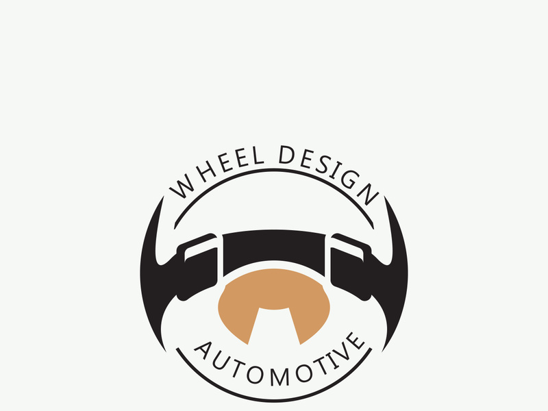 Steering wheel logo automotive car design garage auto repair workshop illustration