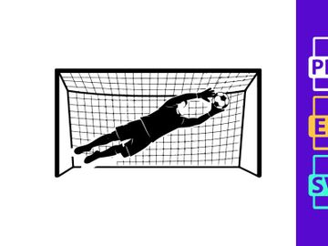 Soccer goalkeeper diving to catch ball in mid air during a match preview picture