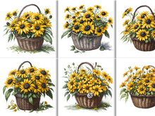 Watercolor Floral Flower Basket Design