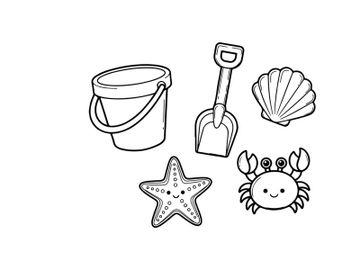 Beach summer toys set flat design vector illustration preview picture