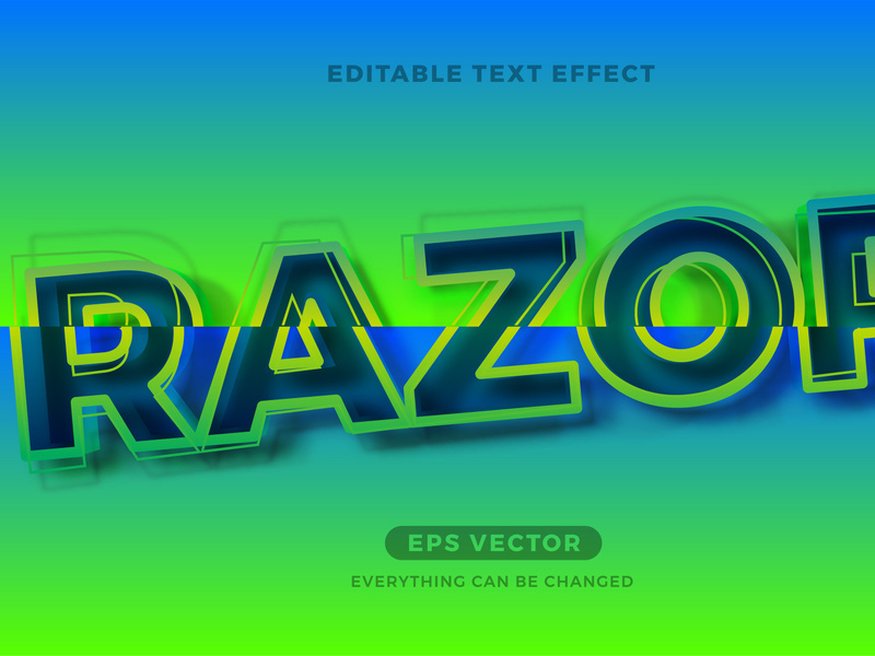 Razor Sliced editable text effect vector template