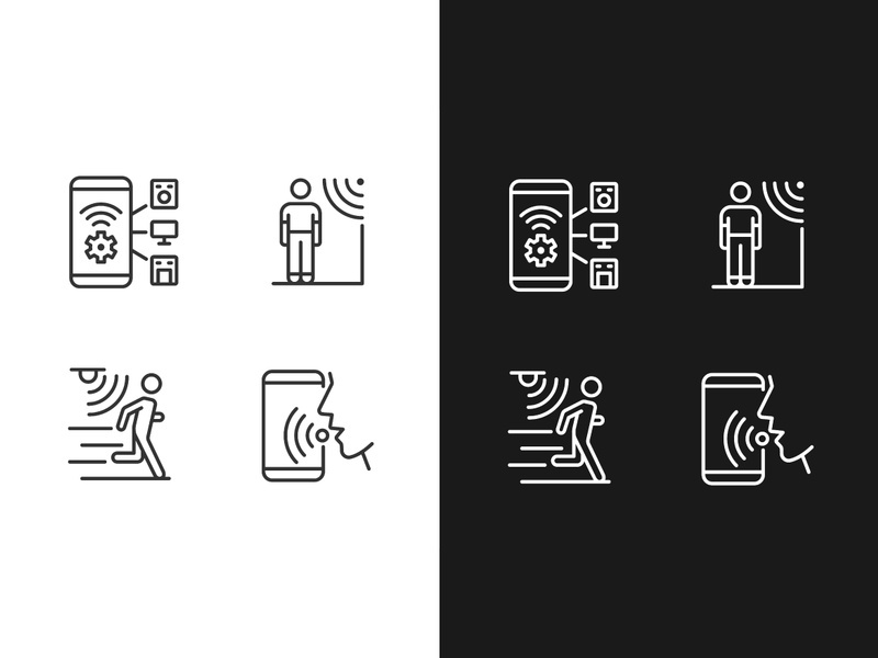 Sensor technology pixel perfect light and dark theme color icons set