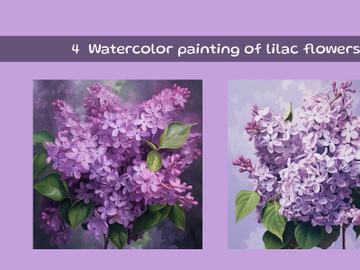 Watercolor painting of lilac flowers preview picture