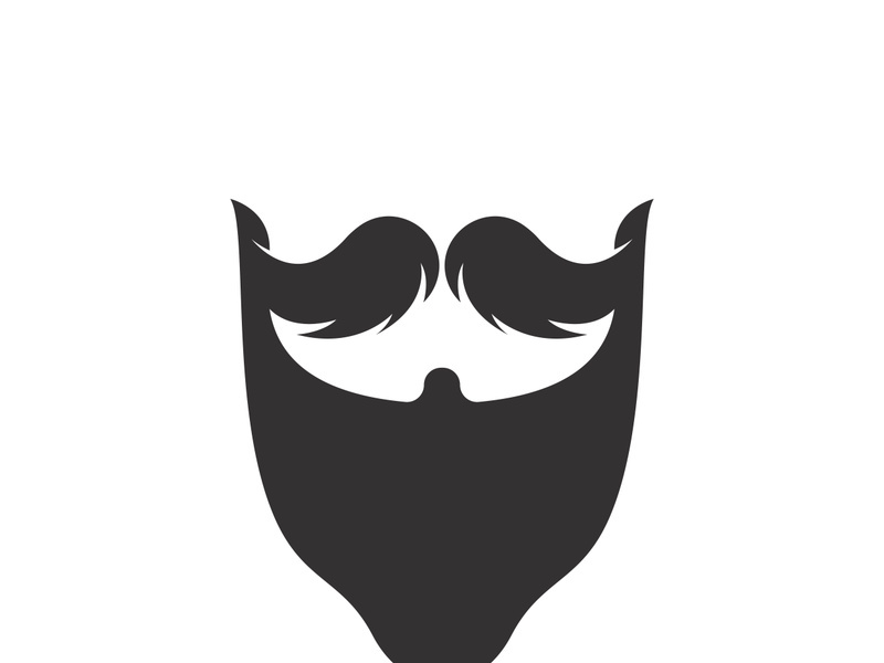 Beard icon logo and mustache vector illustration design symbol