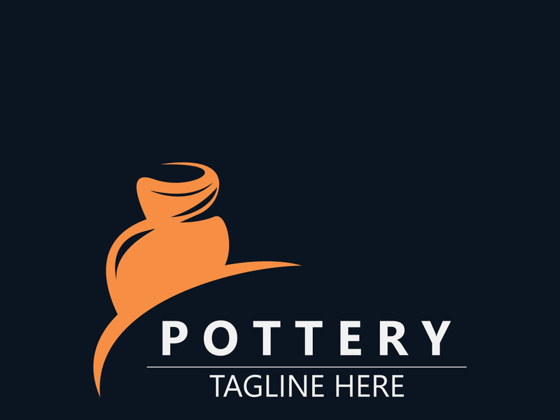 Pottery logo design handmade, creative traditional mug craft sign concept inspiration nature workshop