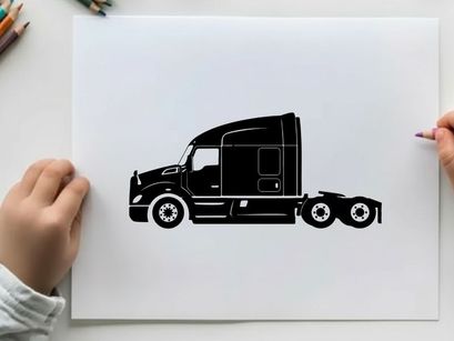 Silhouette of a semi truck with sleeper cabin