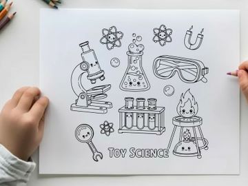Toy science lab equipment vector illustration flat design preview picture