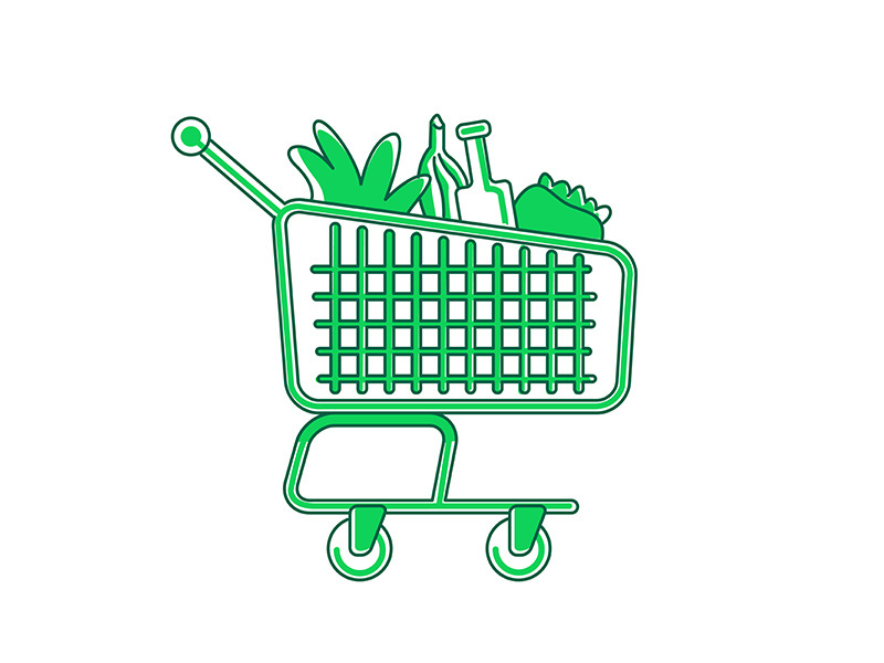 Shopping cart green linear object