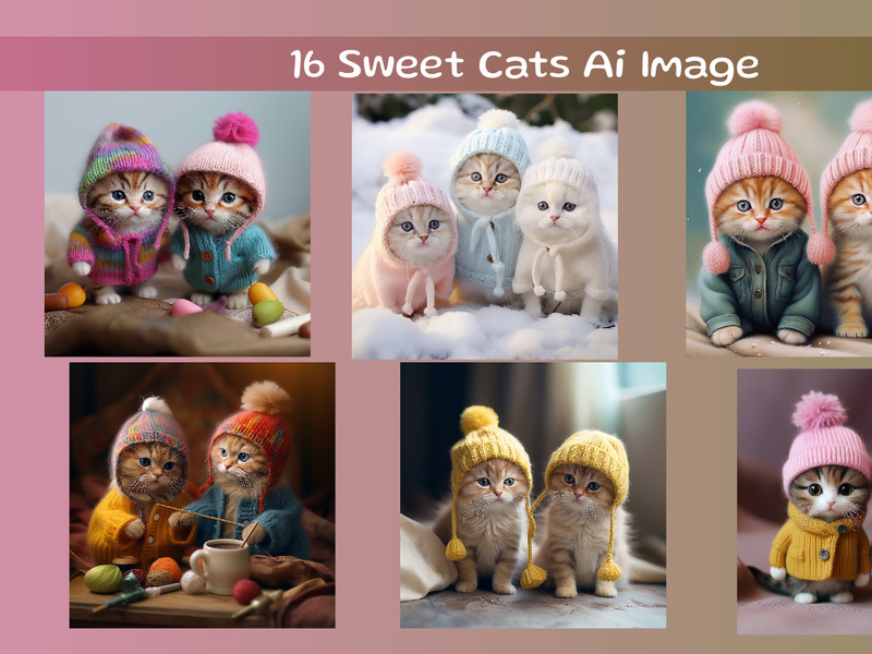 Sweet cats with hats (Ai Image)