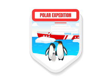 Polar expedition flat color vector badge preview picture