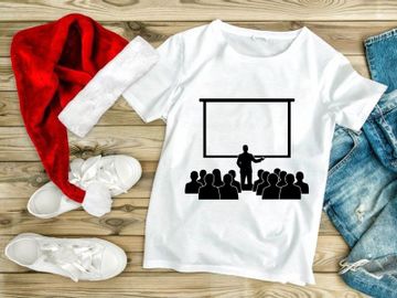 Business trainer presenting to audience on blank projector screen preview picture