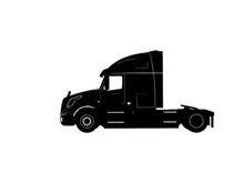 Silhouette of a semi truck with sleeper cabin