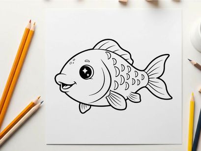Cute smiling fish vector illustration flat design
