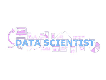 Data scientist word concepts word concepts thin line vector banner preview picture