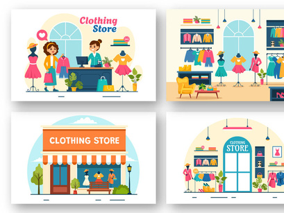 12 Clothing Store Illustration