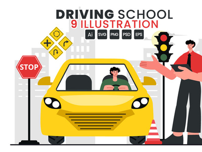 9 Driving School Illustration