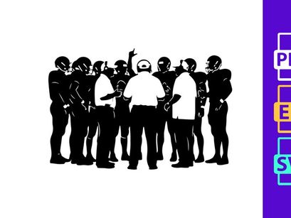 A group of people standing together in a timeout situation with one person gesturing