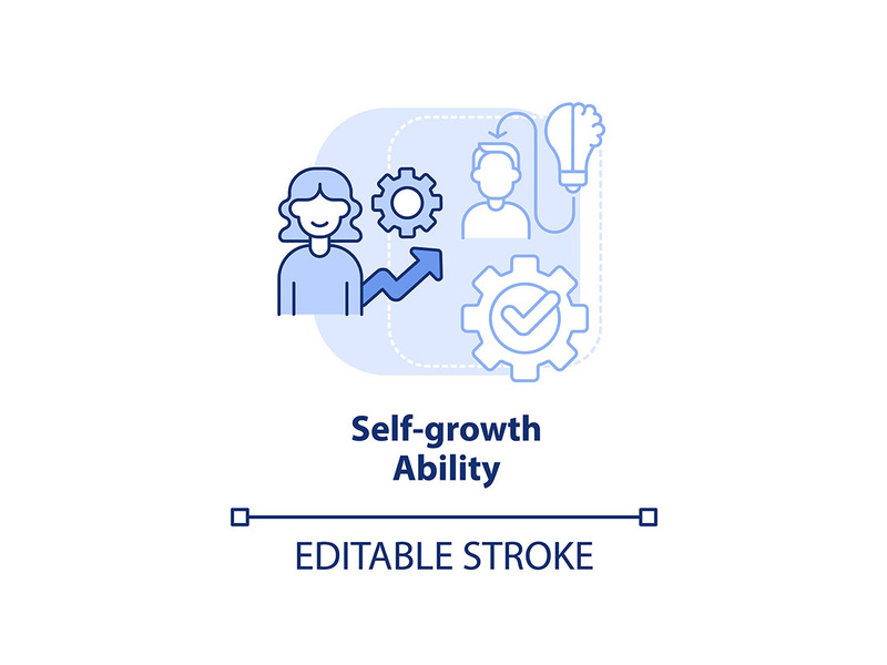 Self-growth ability light blue concept icon
