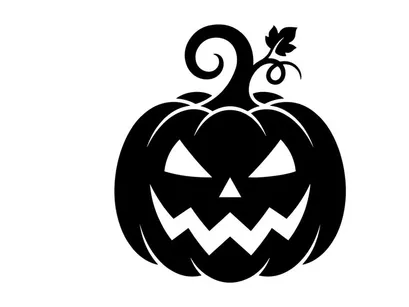 Halloween Pumpkin with Carved Face and Leaf Topper