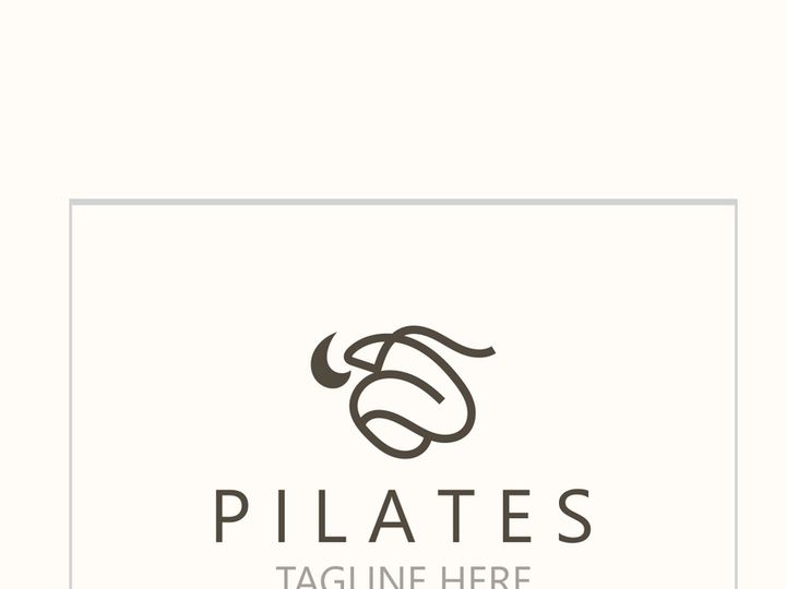 Abstract Pilates Logo, Yoga identity body balance vector monoline Design Template. wellness lifestyle