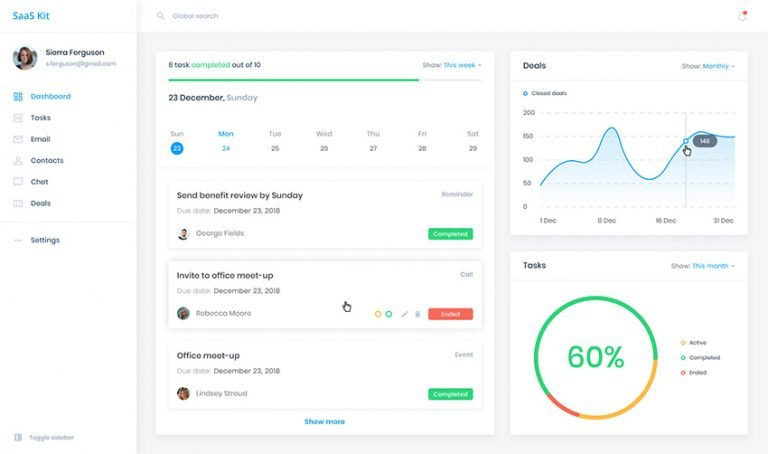 SaaS CRM Dashboard UI