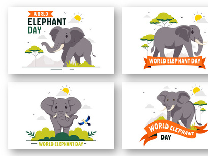 10 World Elephant Day Illustration