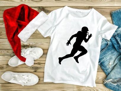 American football player running with ball in hand silhouette