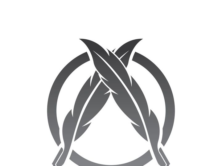 Feather quill design icon and logo illustration classic stationery