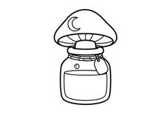 Frasco de vidrio vacío con tapa de hongo para decoración de Halloween. Contenedor de almacenamiento espeluznante para pociones de bruja y manualidades de otoño.