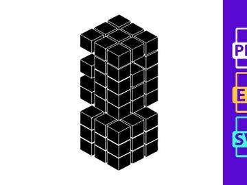Stacked 3D Cubes Forming a Tall Column or Structure, Representing Construction, Organization, and Abstract Geometric Concepts. Vector Illustration. preview picture