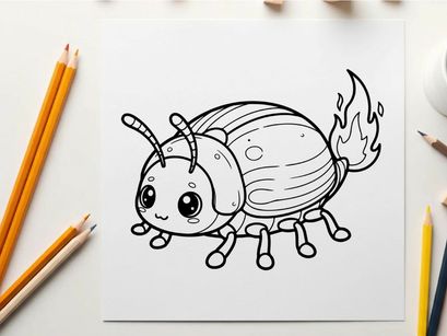 Cute cartoon bug with flame tail vector illustration