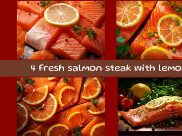 Fresh salmon steak with lemon preview picture