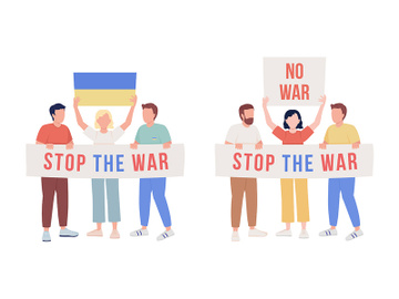 Activists semi flat color vector characters set preview picture