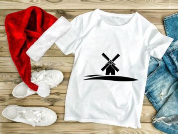 Windmill on rolling hills silhouette preview picture