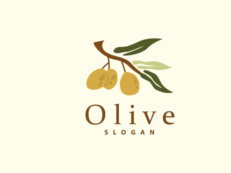 Olive Oil Logo, Olive Leaf Plant Herbal Garden Vector