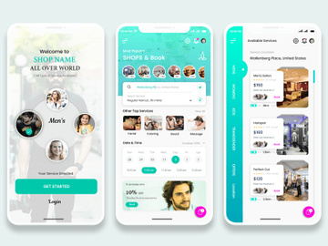 Mens Beauty Parlours or Salon App design preview picture