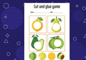 10 Pages Cut and glue game for kids. Cutting practice for preschoolers. Education paper game for children